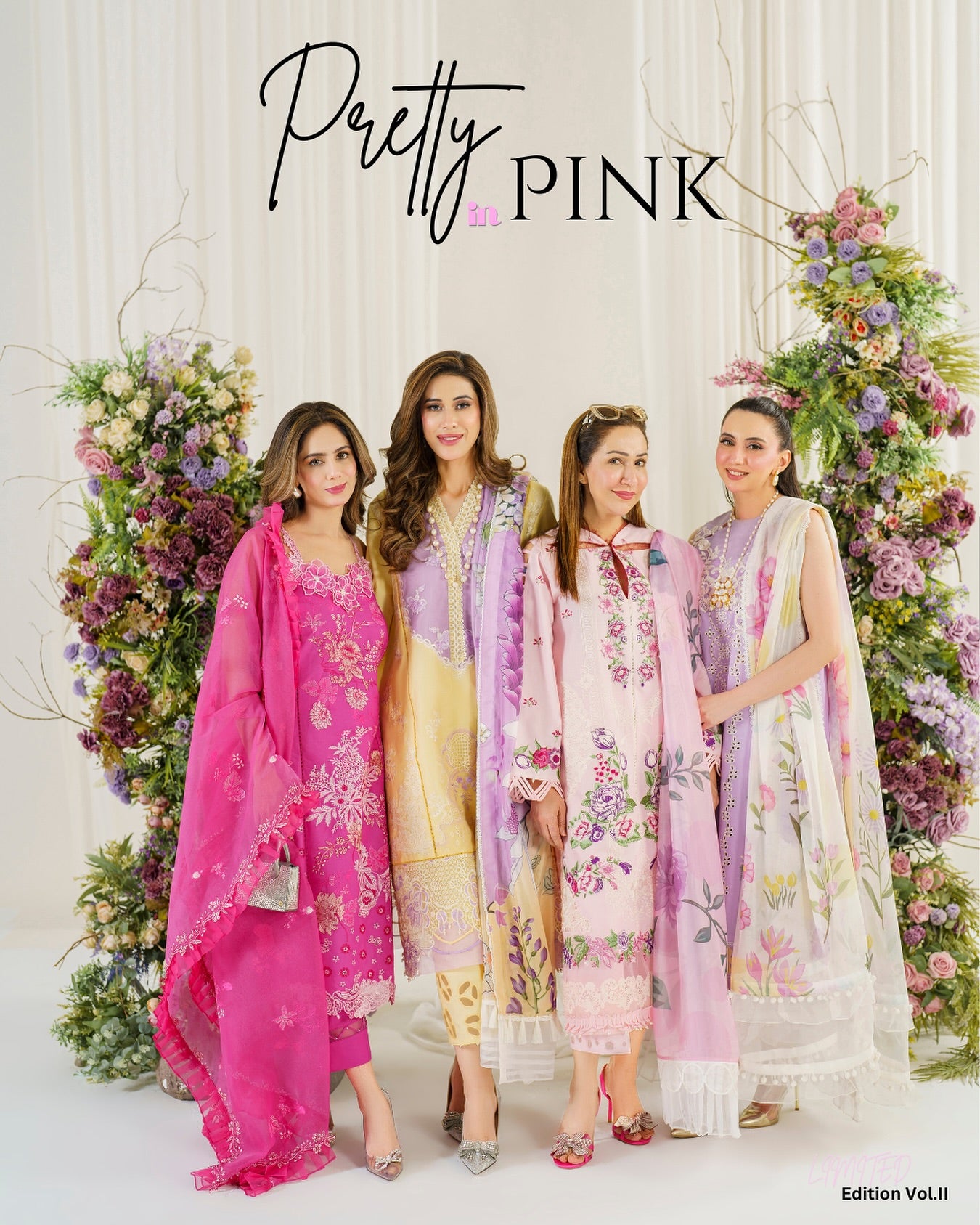 PRETTY IN PINK- UNSTITCHED LAWN EDIT'24 BY ASIFA & NABEEL