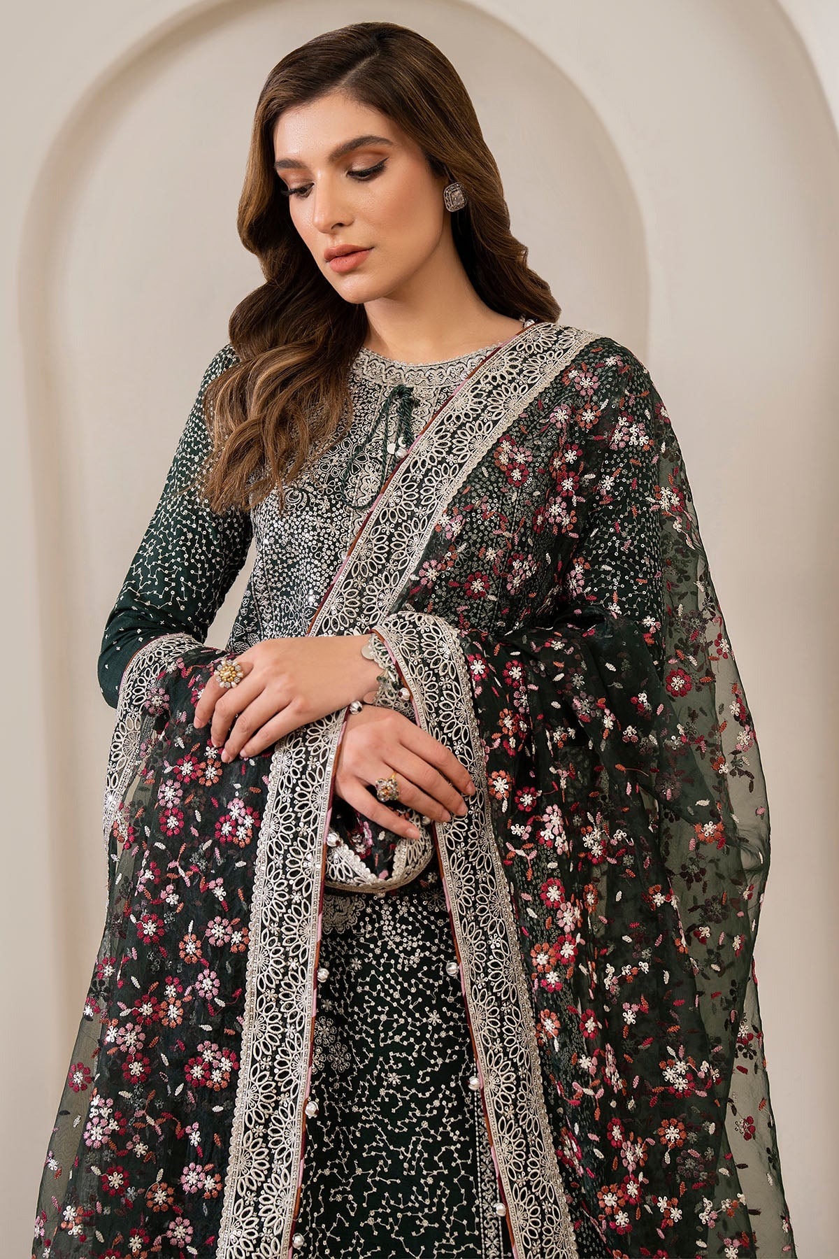 EMBROIDERED RAW SILK UR-7014