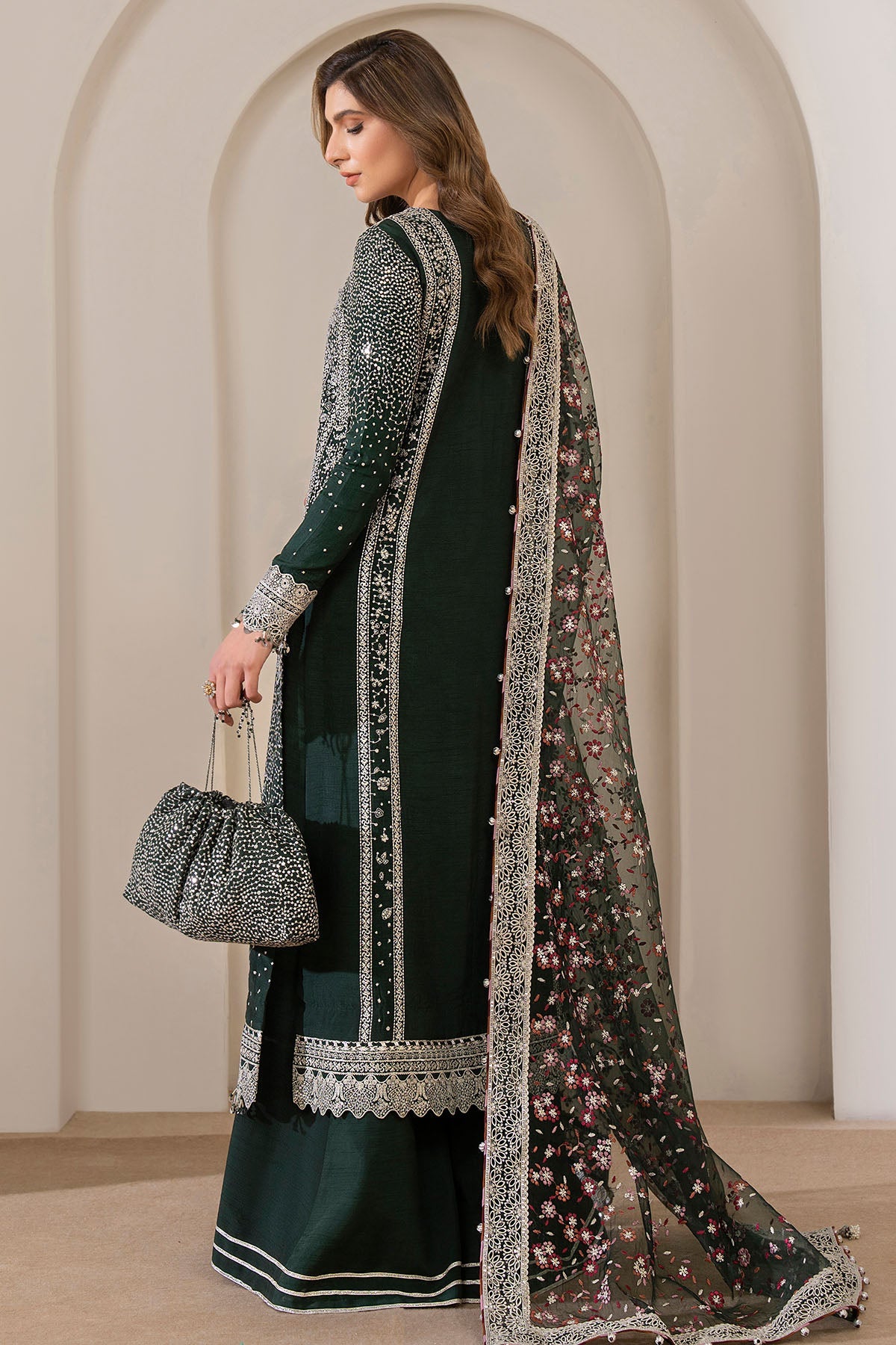 EMBROIDERED RAW SILK UR-7014