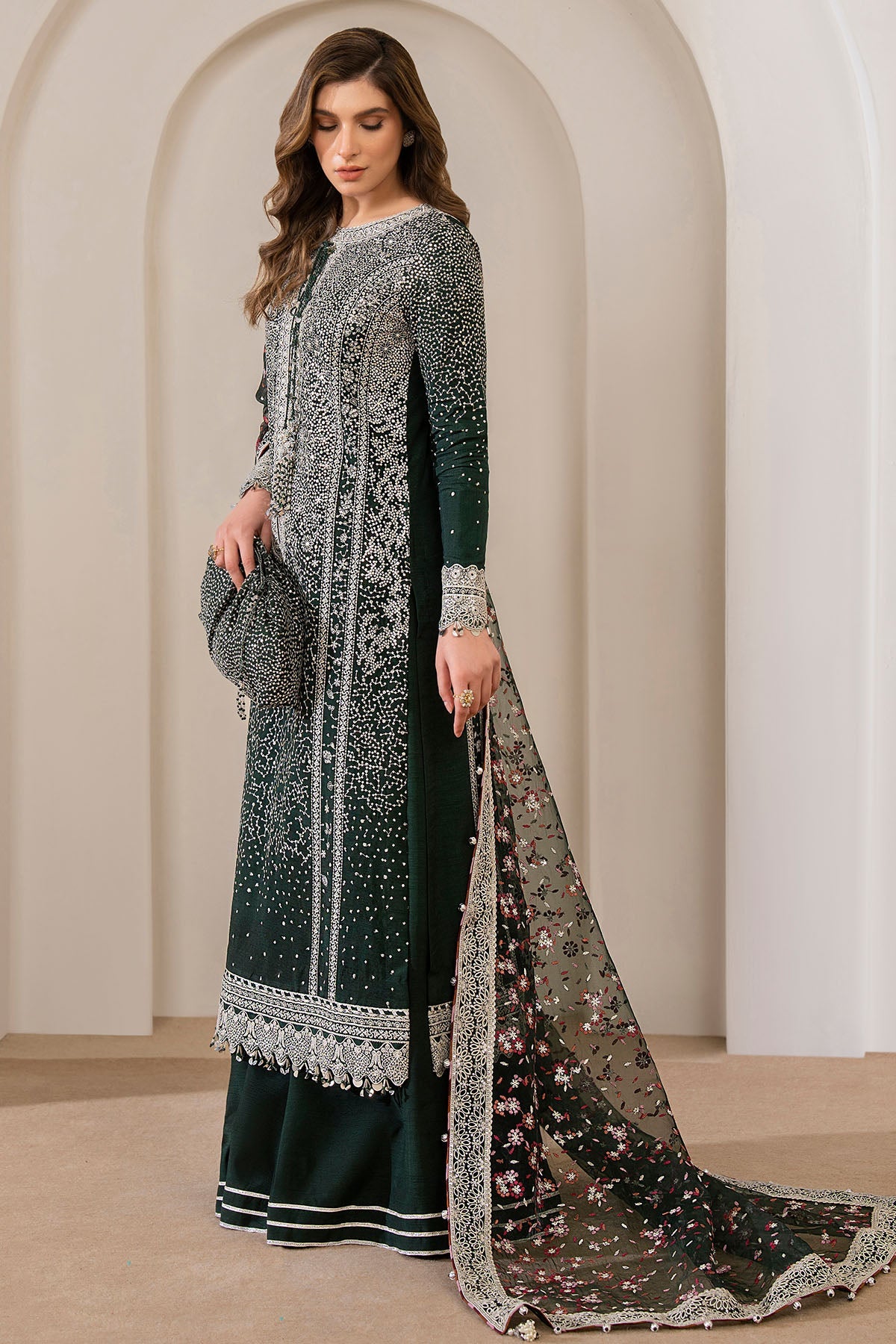 EMBROIDERED RAW SILK UR-7014