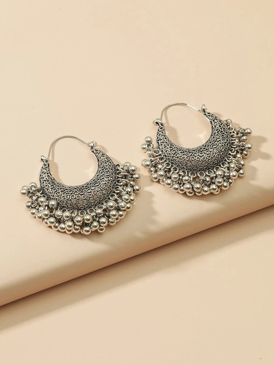 Jhumka Bead Tassel Drop Earrings