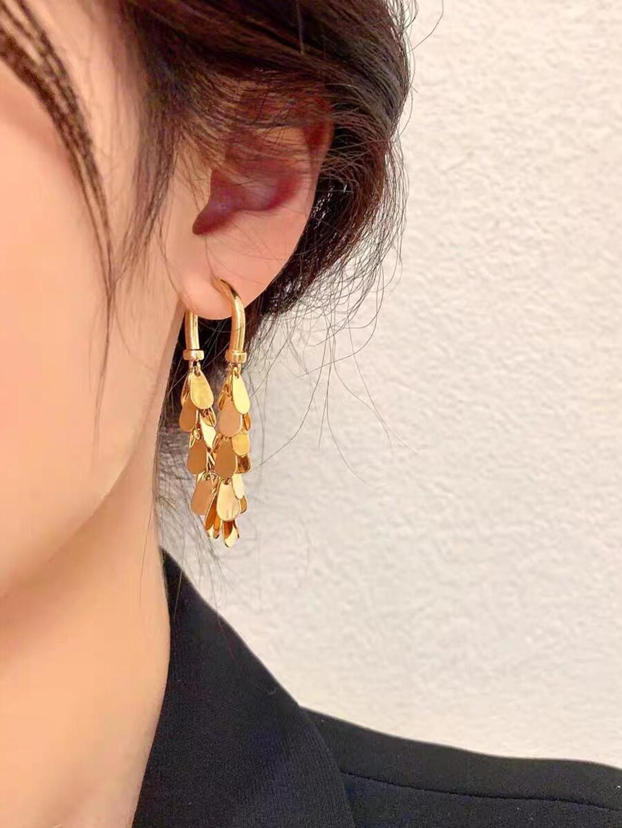 Metallic Sequin Tassel Earrings