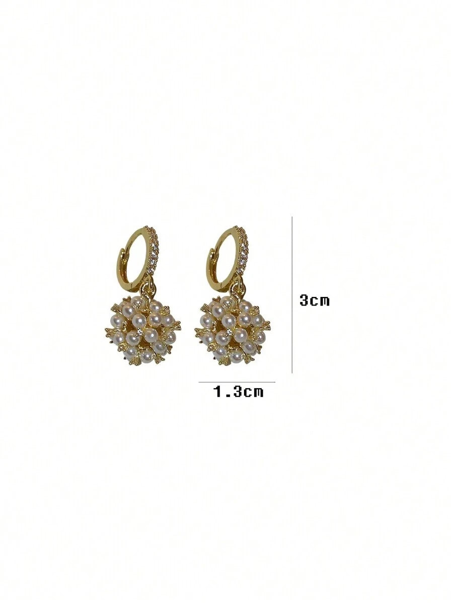 Faux Pearl & Cubic Zirconia Earrings