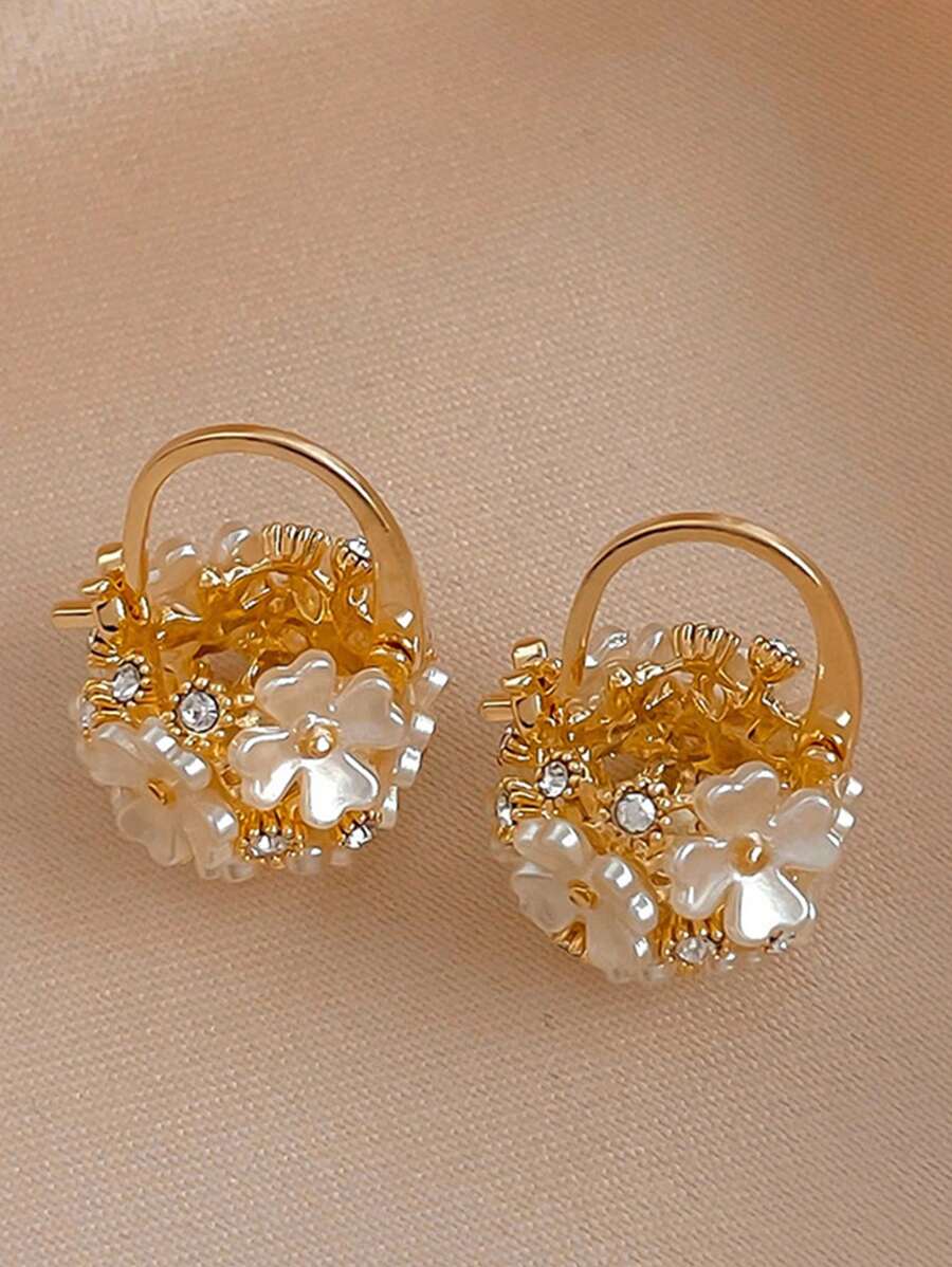 Rhinestone Inlaid Sphere Earrings