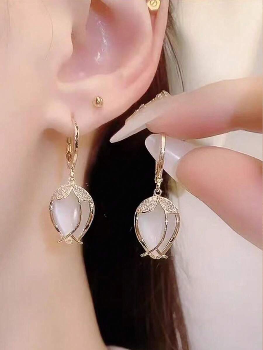 Rhinestone Tulip Earrings