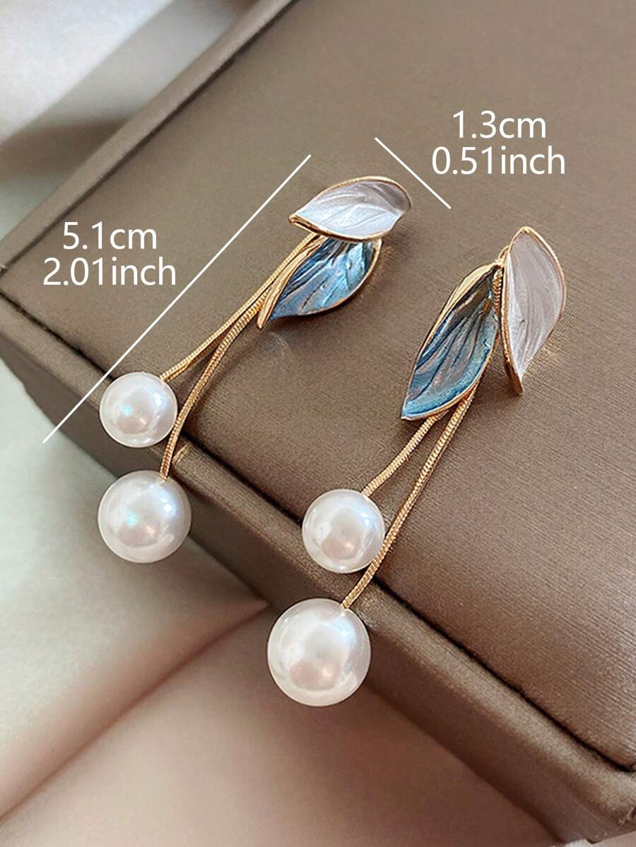 Leaf & Faux Pearl Decor Earring Jackets