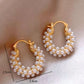 Faux Pearl & Circular Ear Studs, Korean Style