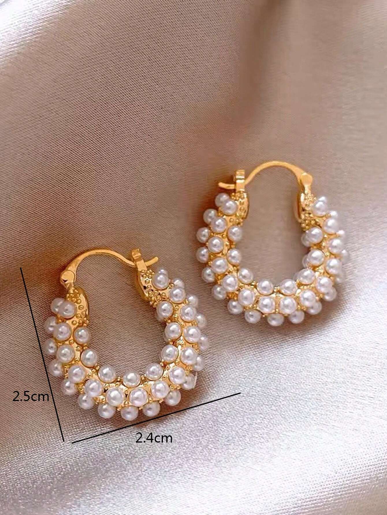 Faux Pearl & Circular Ear Studs, Korean Style