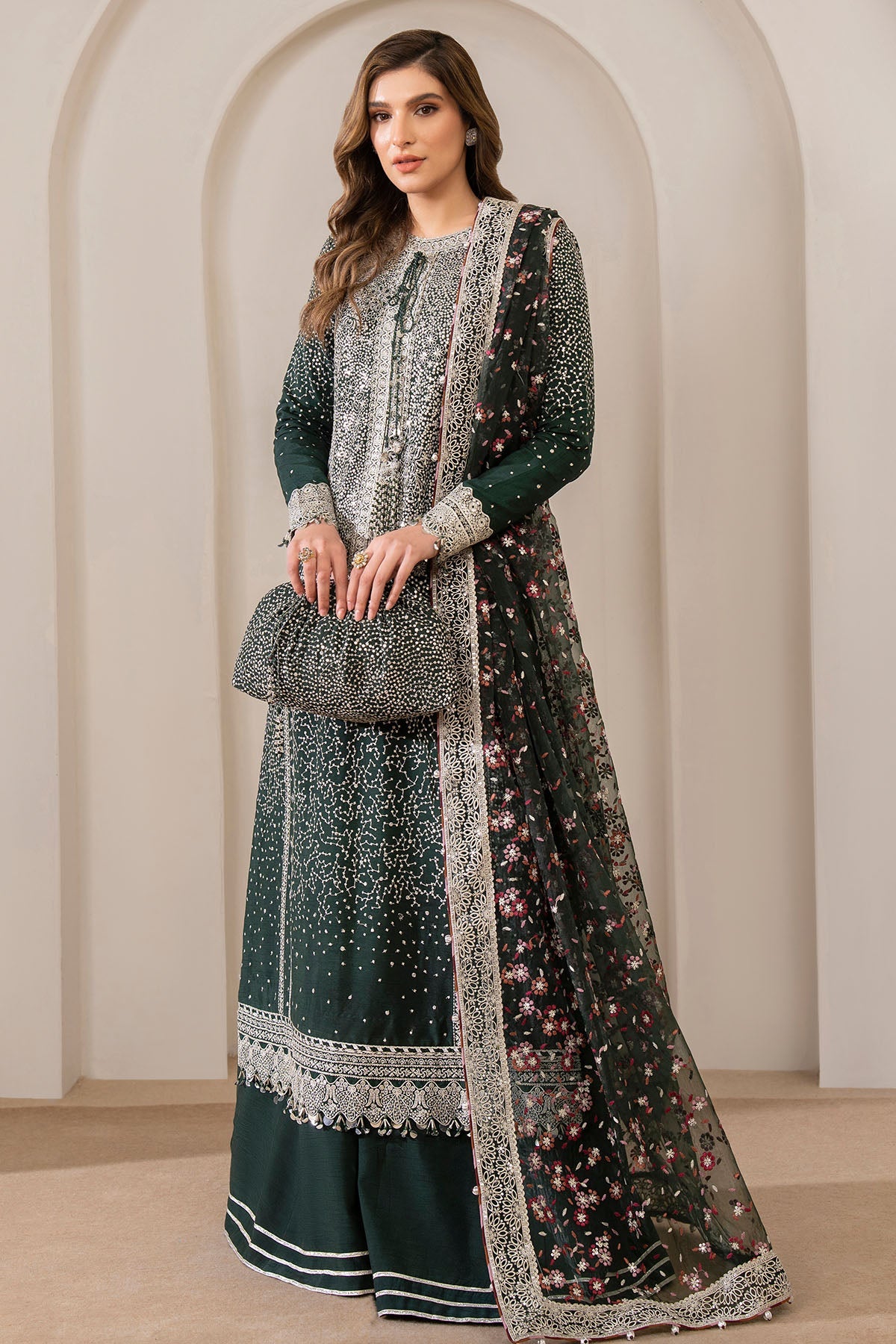 EMBROIDERED RAW SILK UR-7014