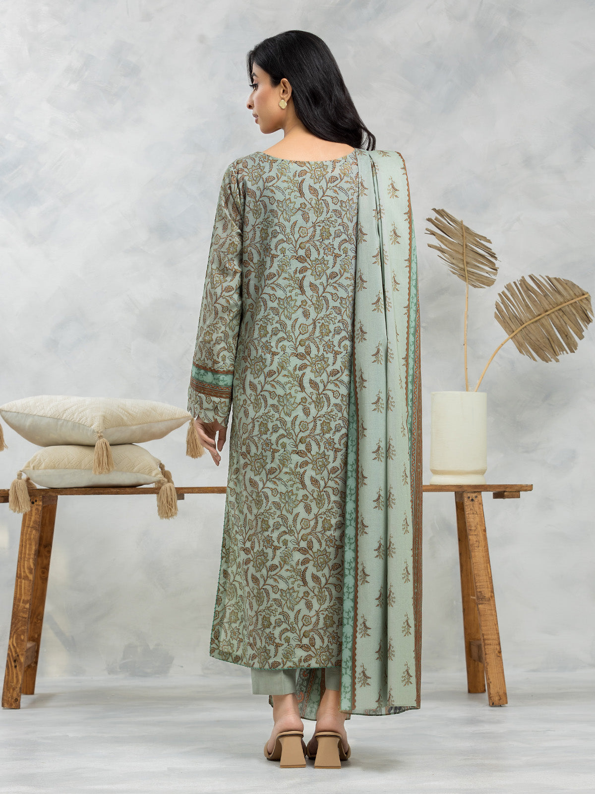 Green Printed Lawn 3 Piece