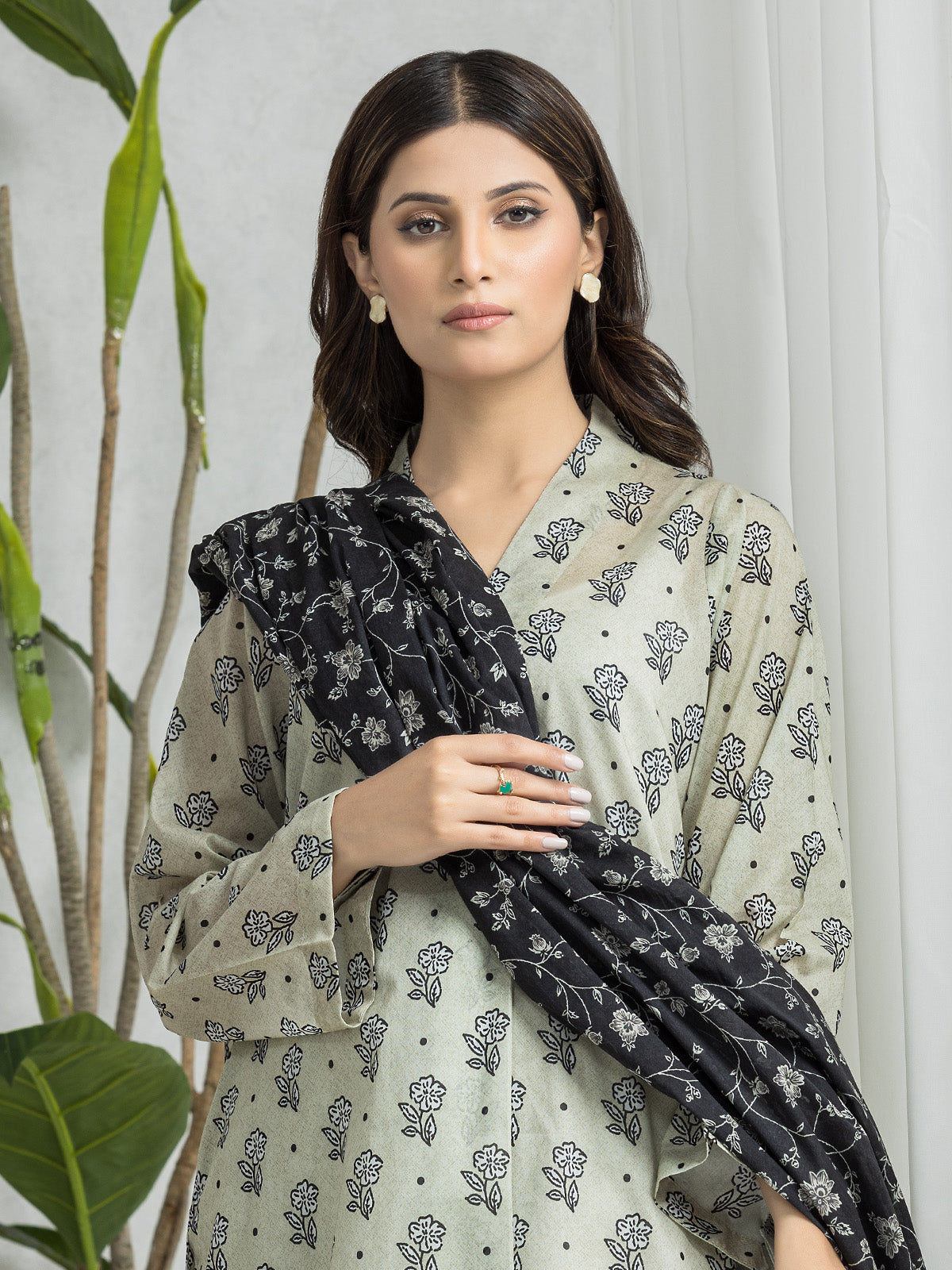 Light Sage Printed Lawn 3 Piece