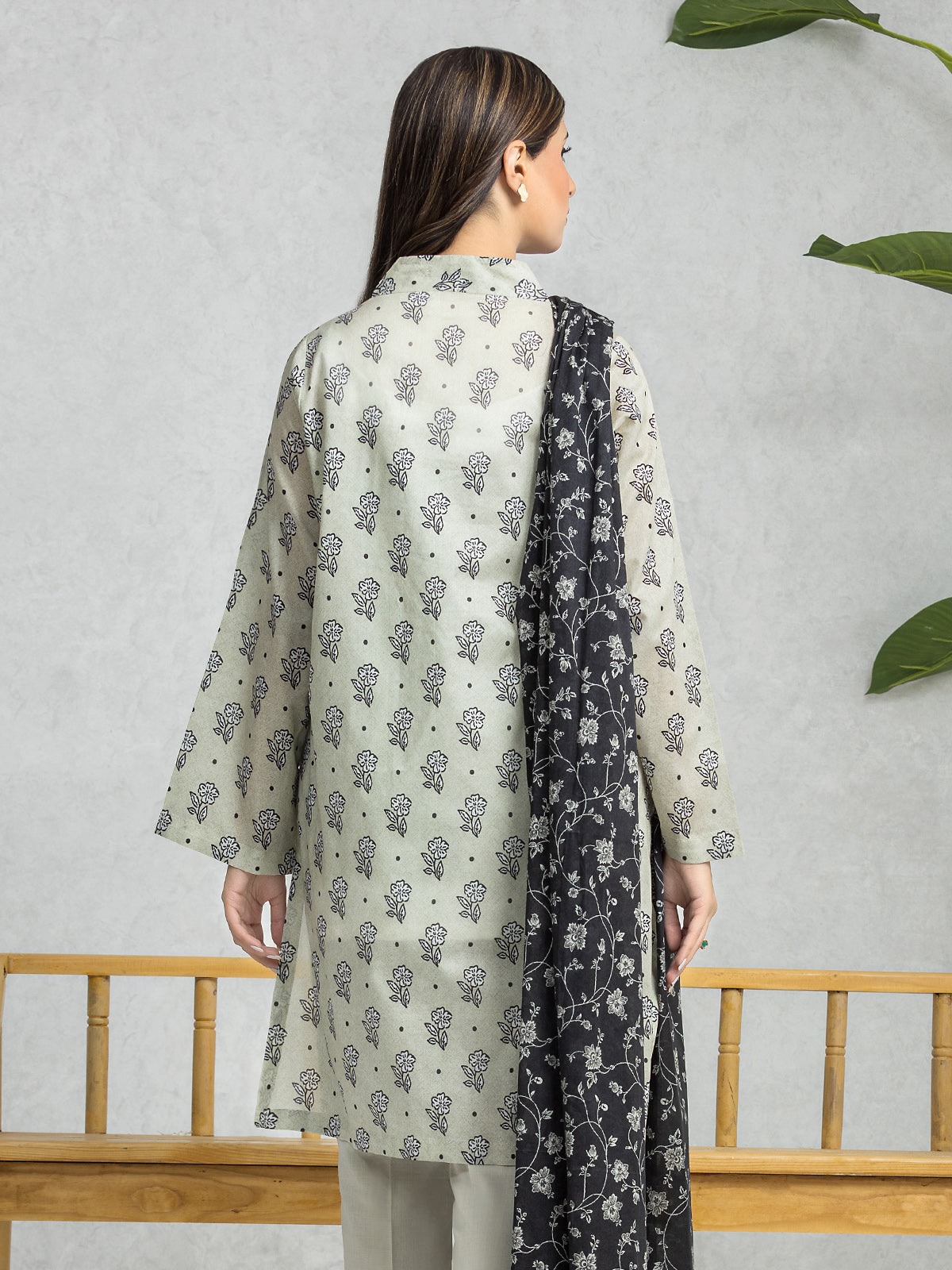 Light Sage Printed Lawn 3 Piece