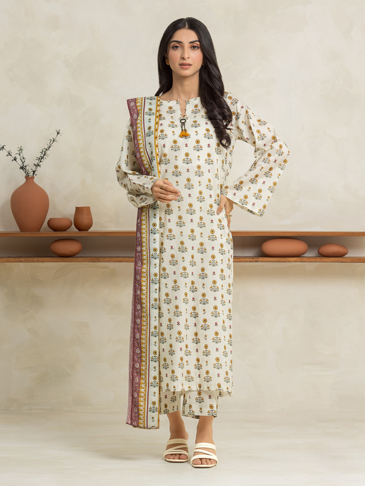 Ivory Printed Lawn 3 Piece