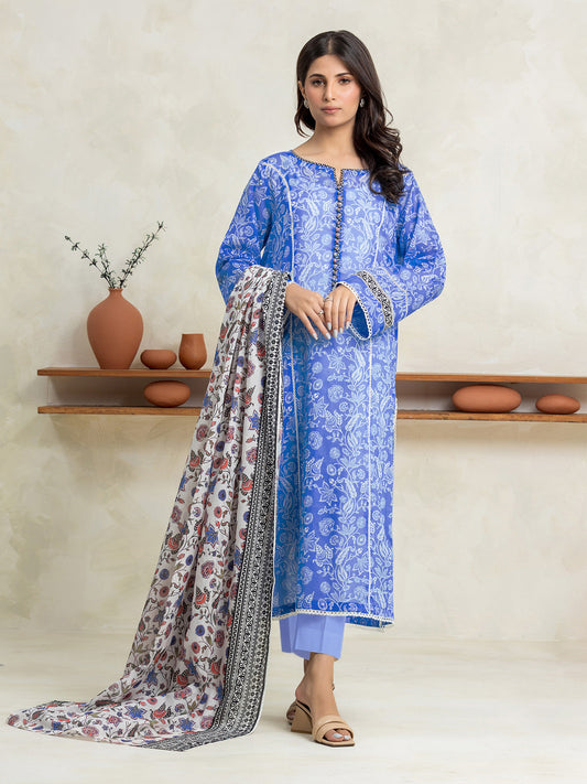 Blue Printed Lawn 3 Piece