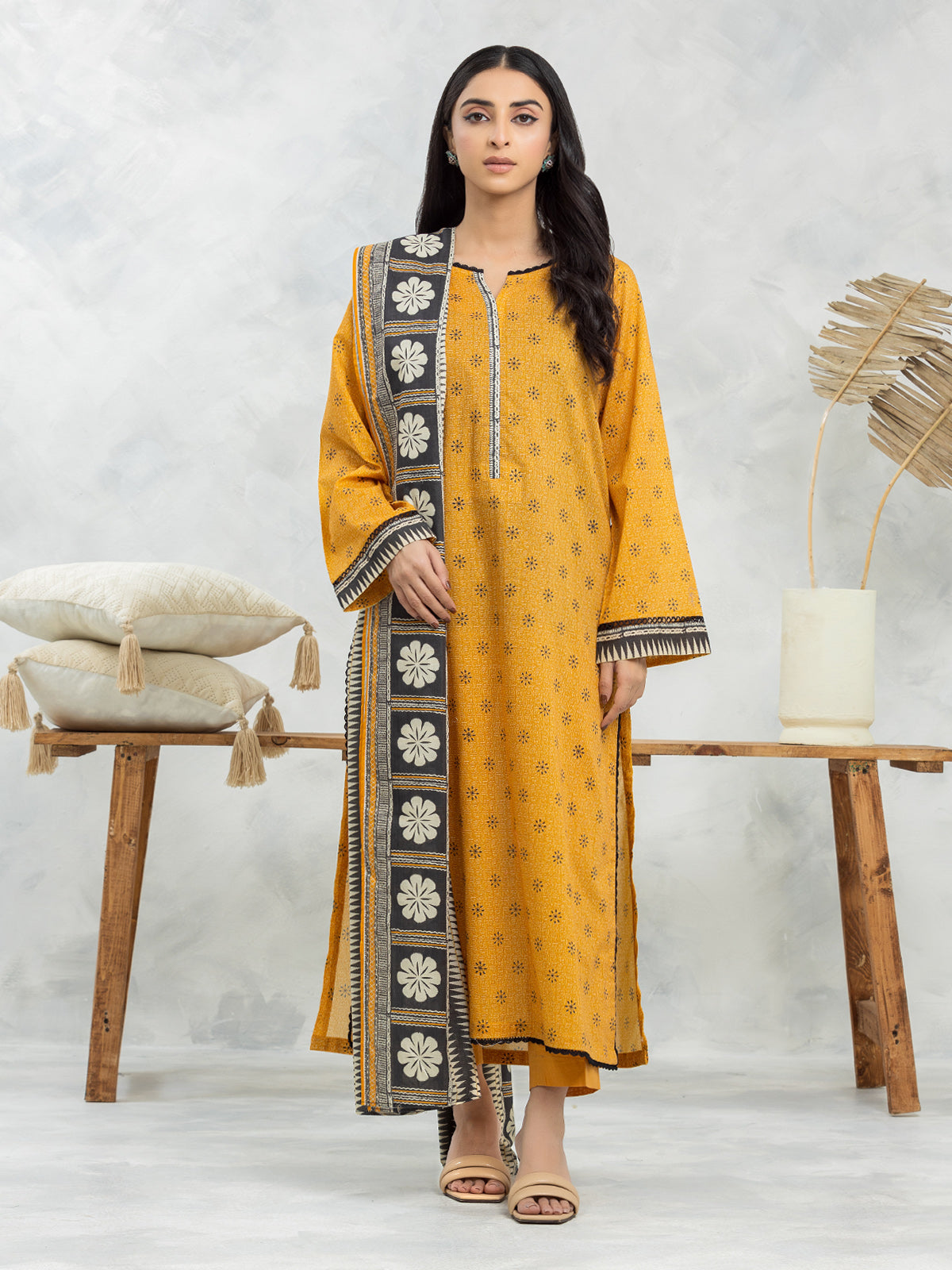 Mustard Printed Lawn 3 Piece