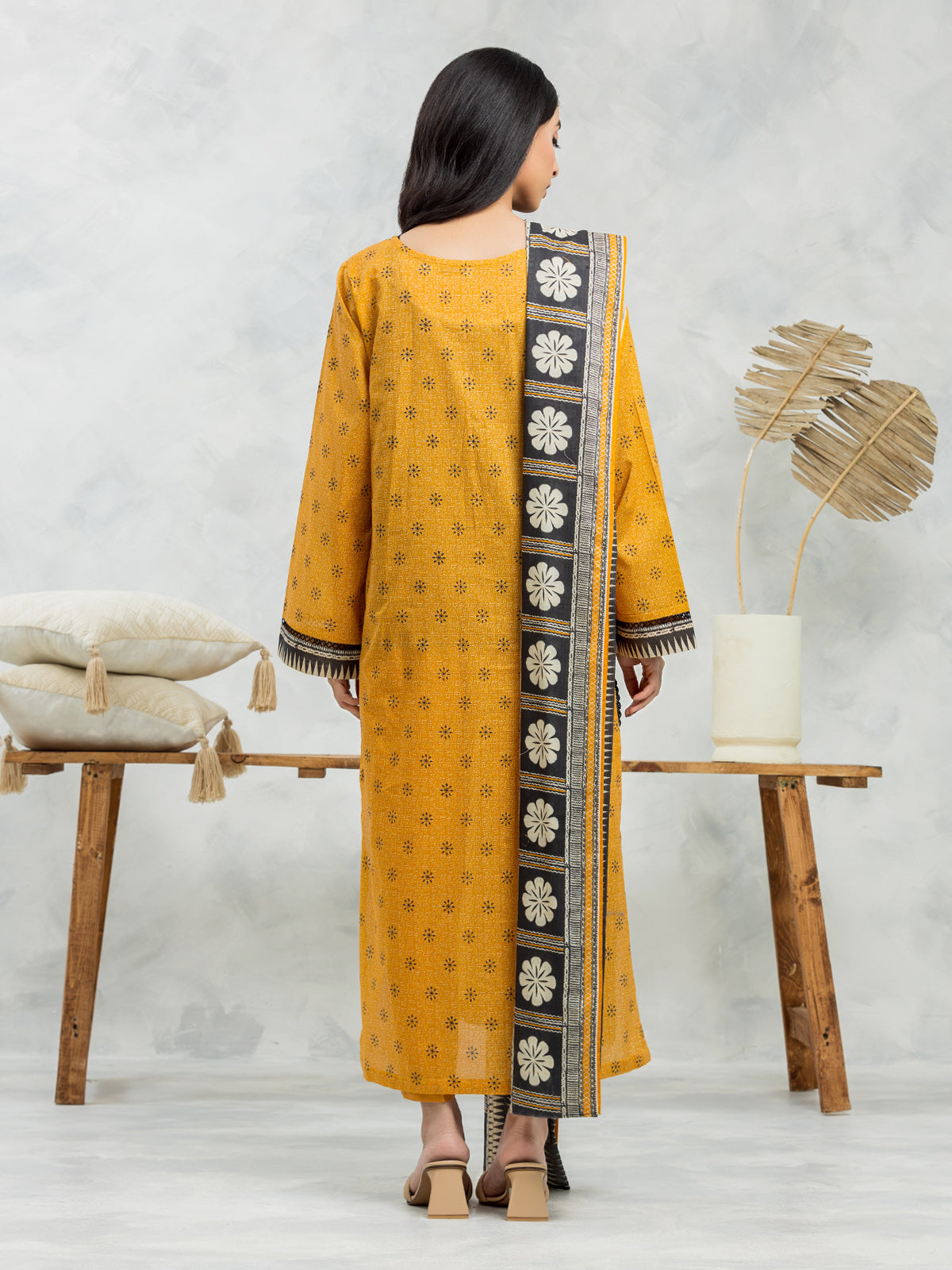 Mustard Printed Lawn 3 Piece