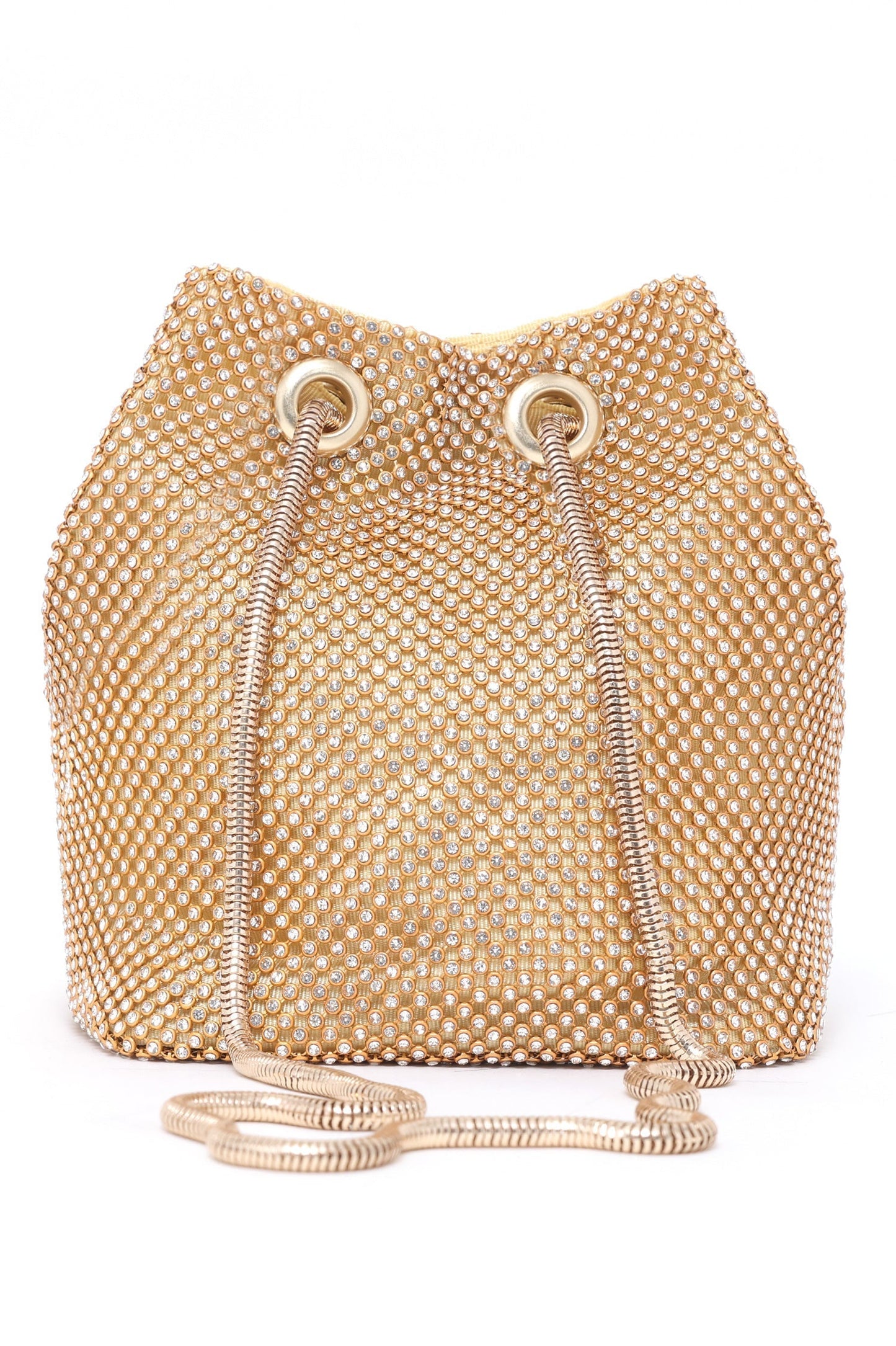 Crystal Luxe Drawstring Bag - Gold