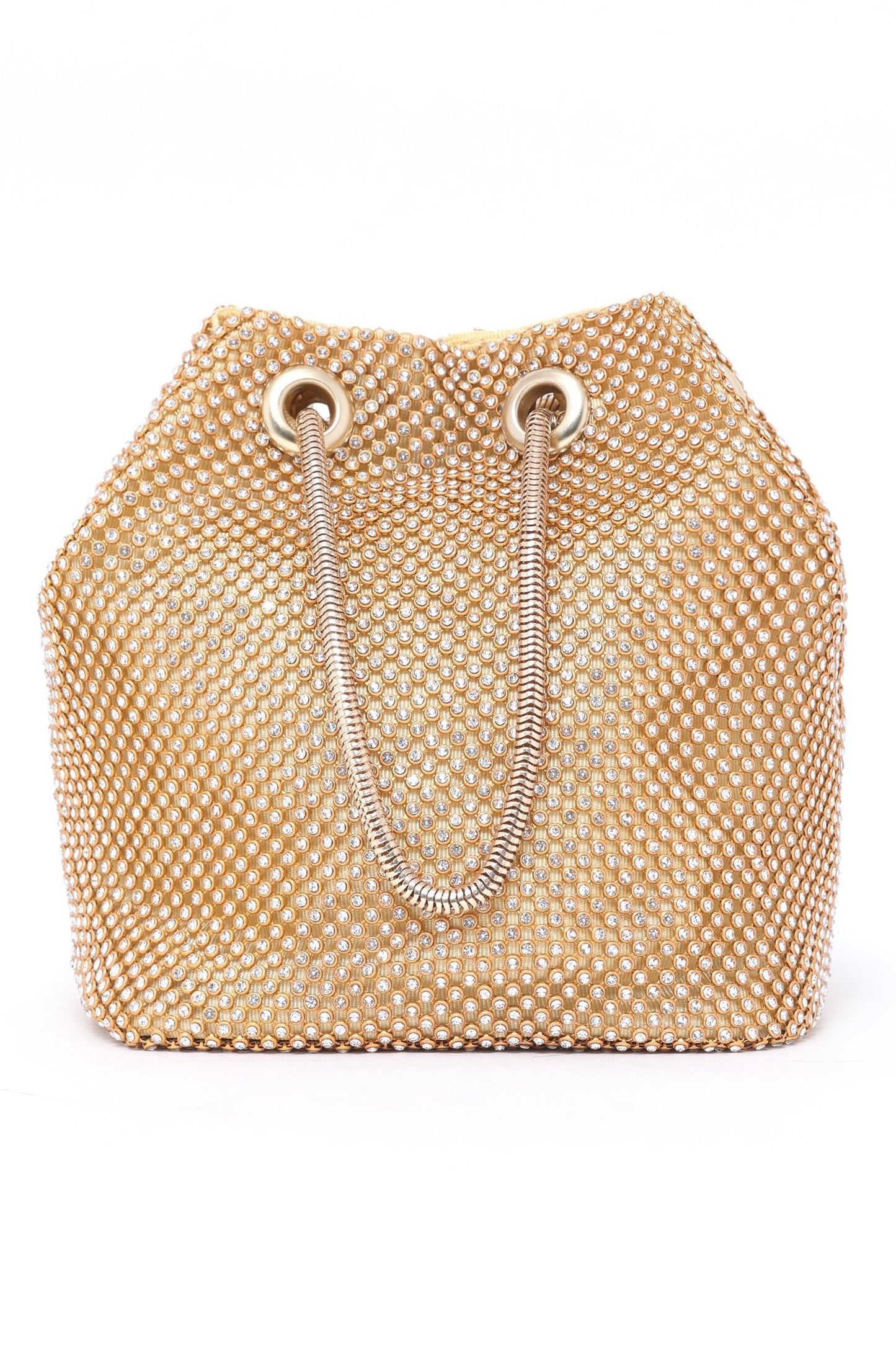 Crystal Luxe Drawstring Bag - Gold