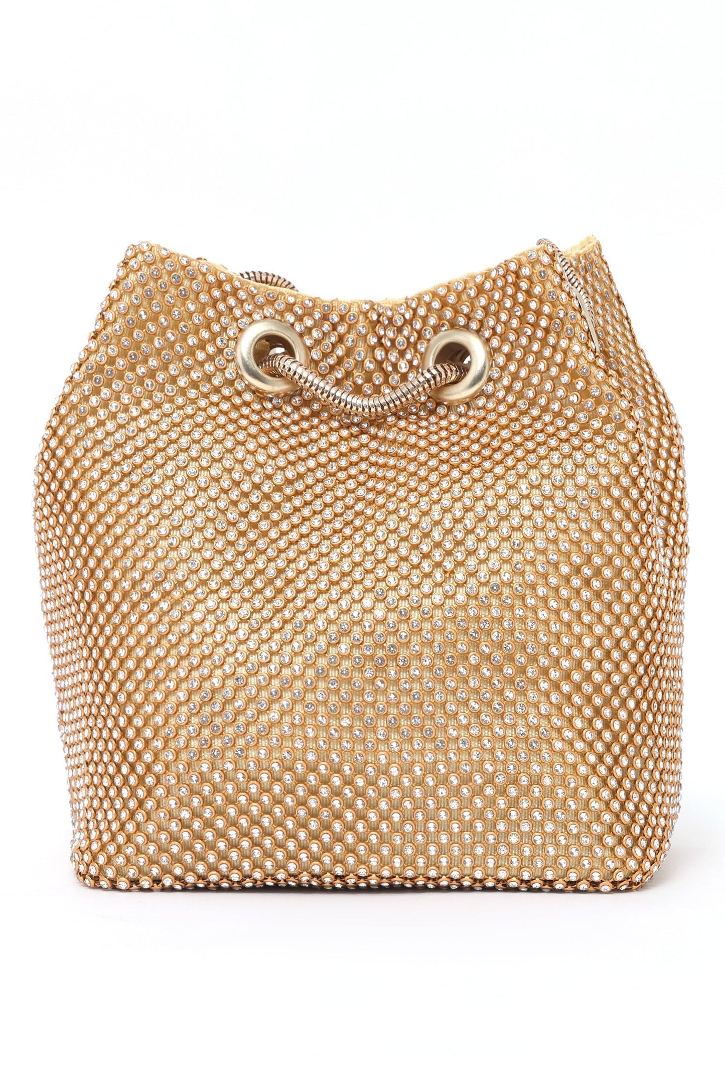 Crystal Luxe Drawstring Bag - Gold