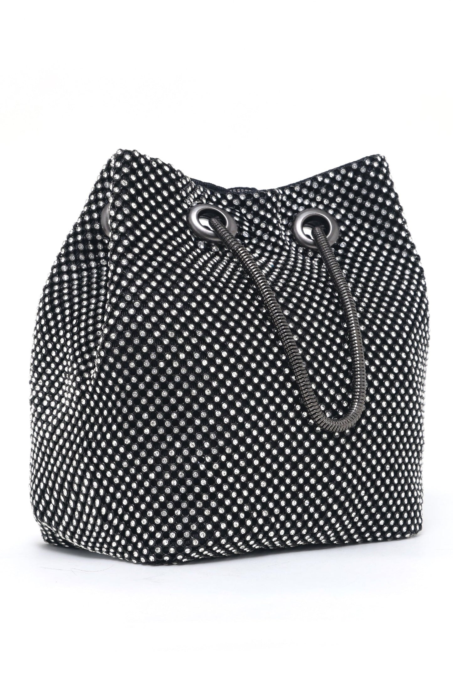 Crystal Luxe Drawstring Bag - Black