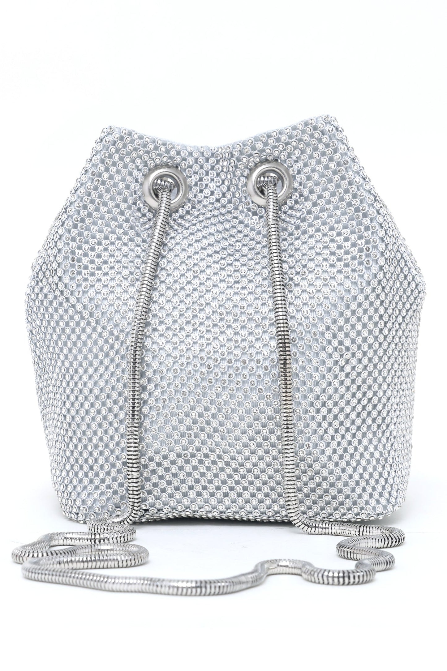 Crystal Luxe Drawstring Bag - Silver