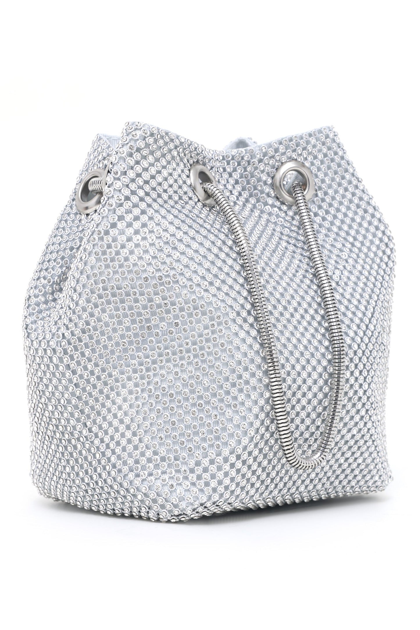 Crystal Luxe Drawstring Bag - Silver