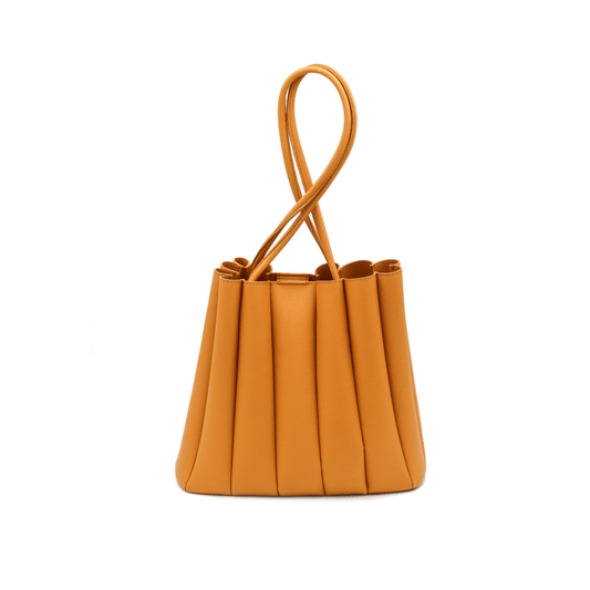 Shoulder Bag - Pleated Tote-Mustard