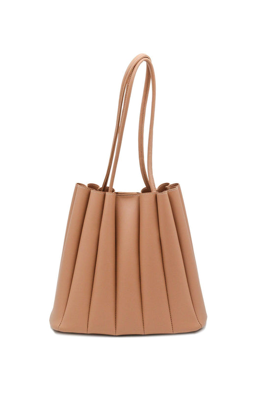 Shoulder Bag - Pleated Tote-Biscuit