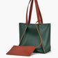 Dark brown suede shopping tote bag - Green