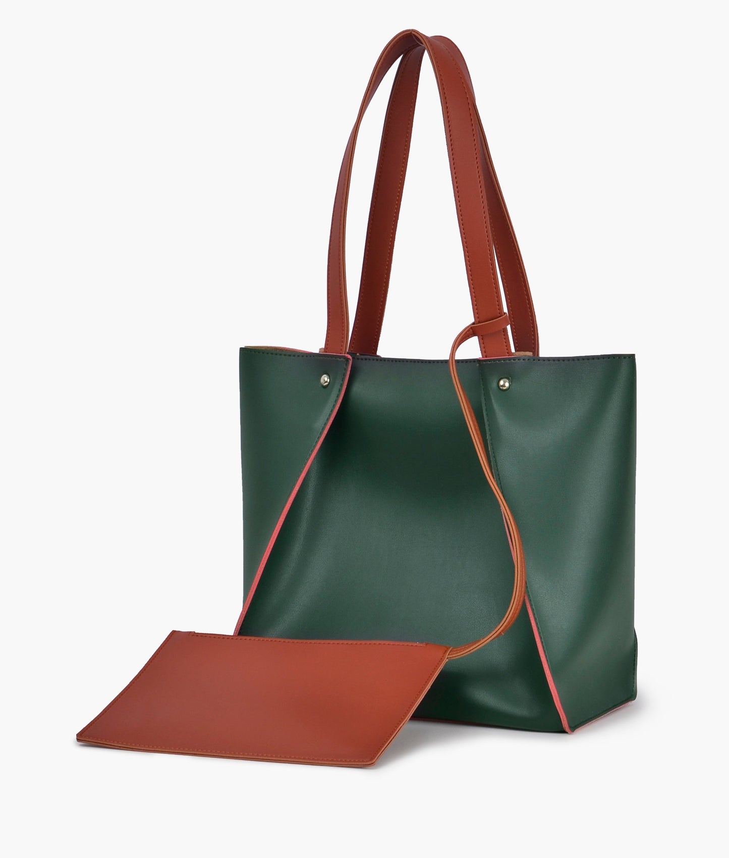 Dark brown suede shopping tote bag - Green