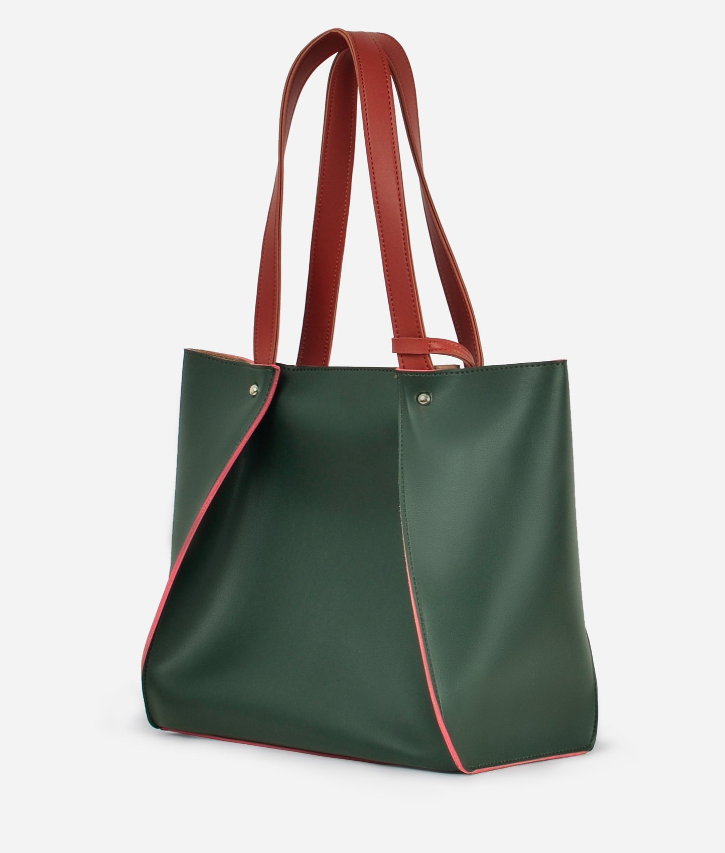 Dark brown suede shopping tote bag - Green