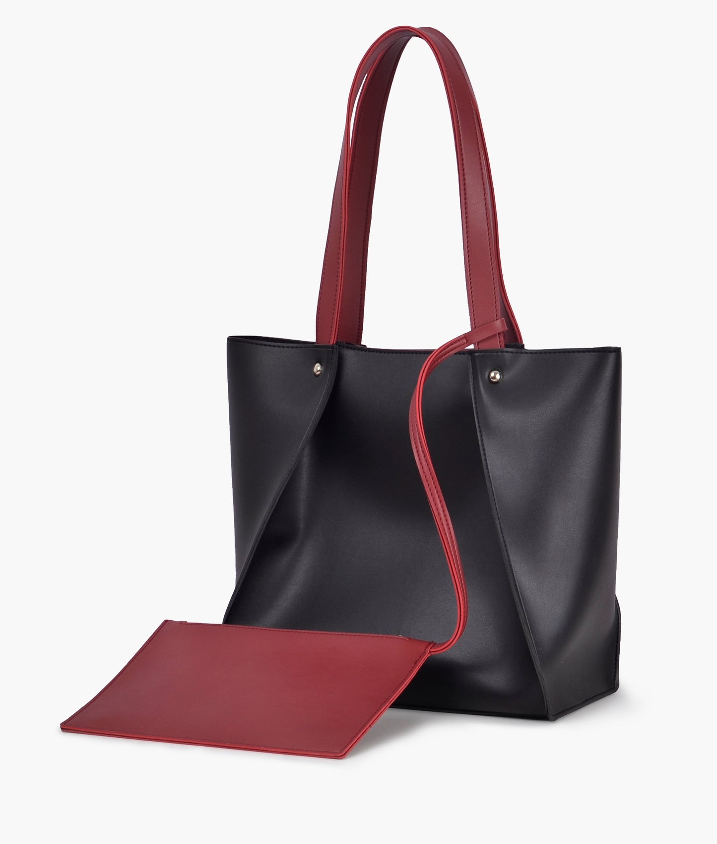 Dark brown suede shopping tote bag - Black