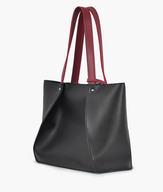 Dark brown suede shopping tote bag - Black