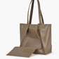 Dark brown suede shopping tote bag - Coffee