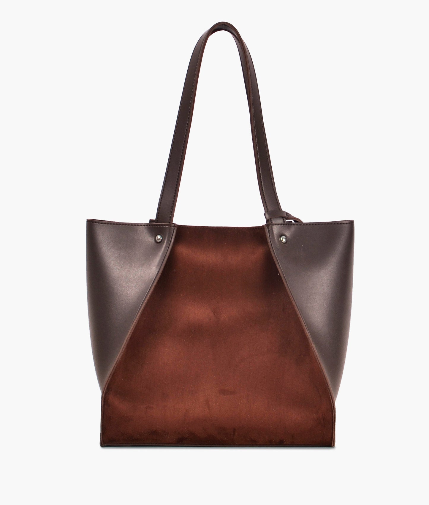 Dark brown suede shopping tote bag - Brown