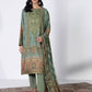 3 Piece - Embroidered Silk Suit - Green