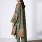 3 Piece - Embroidered Silk Suit - Green