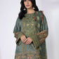 3 Piece - Embroidered Silk Suit - Green