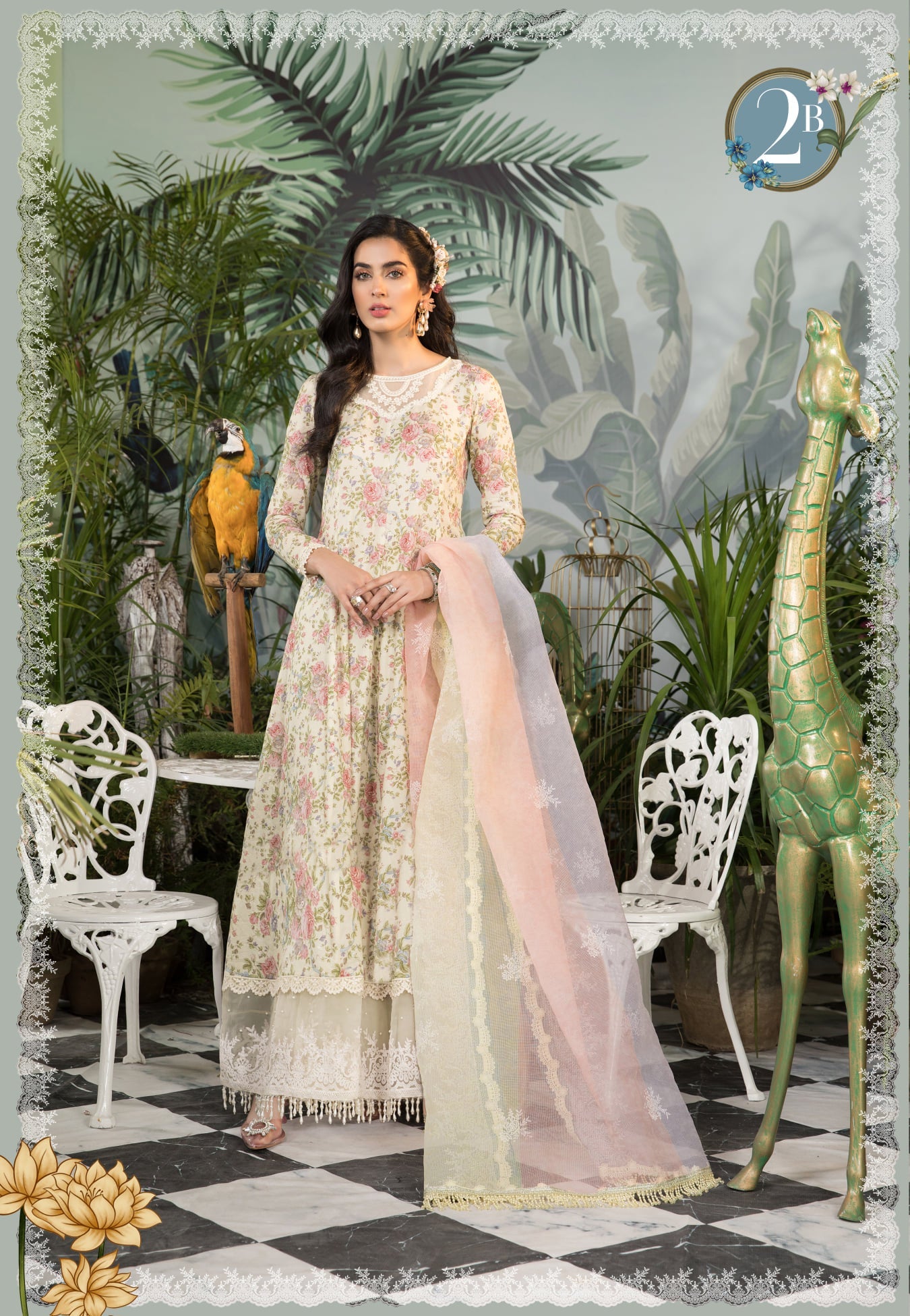 Mprints Unstitched Design 2B - Heer Rang