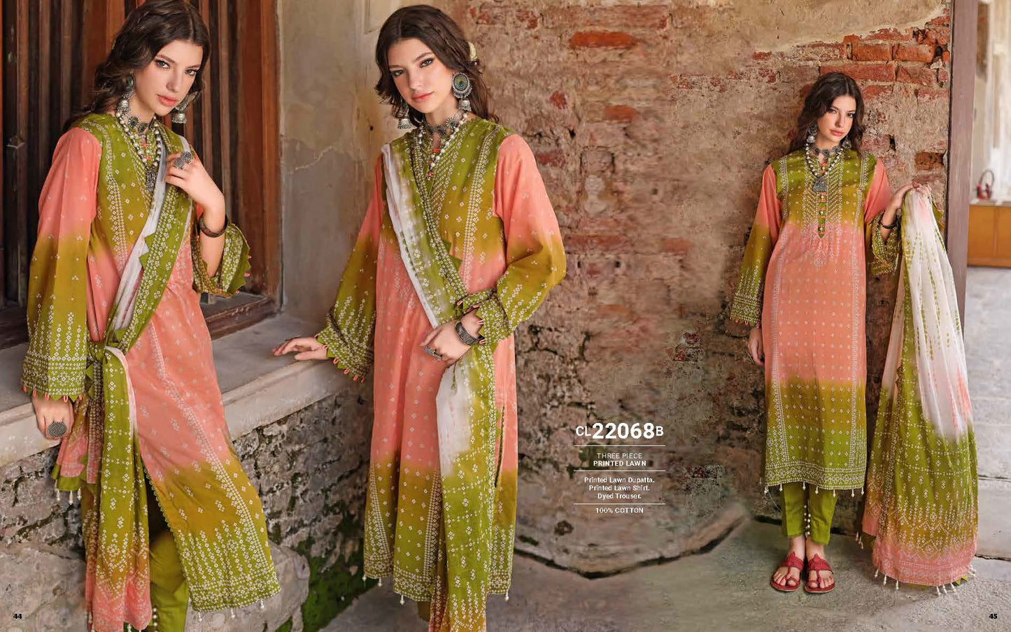 3Pc Printed Lawn - 22068B