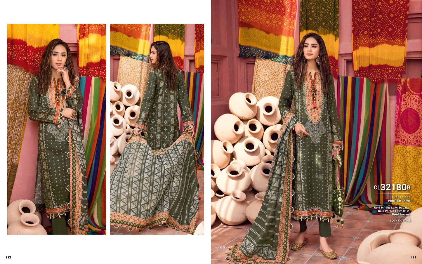 3Pc Printed Lawn - 32180B