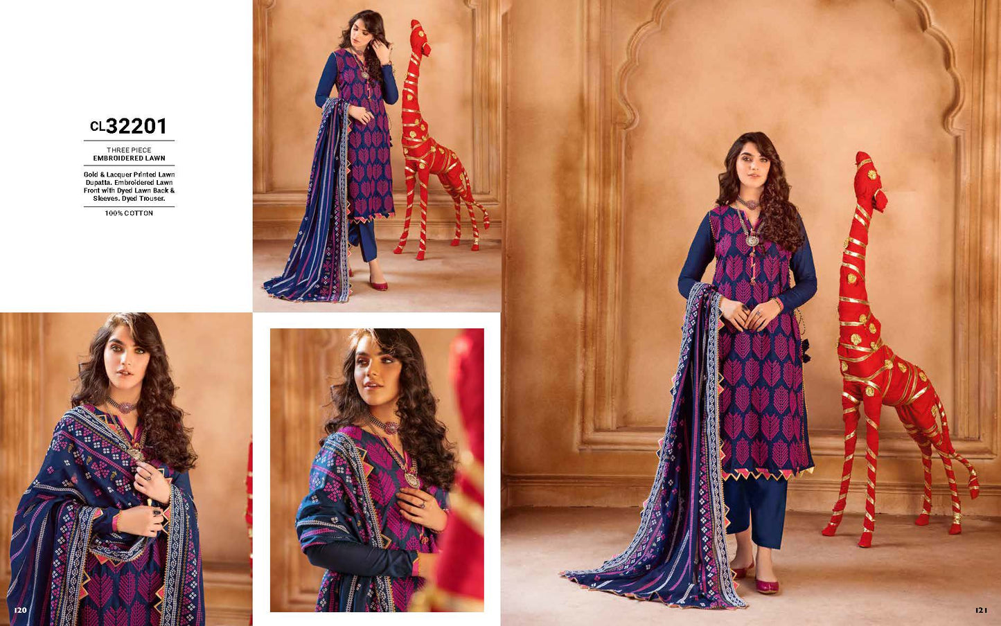 3Pc Embroidered Lawn - 32201