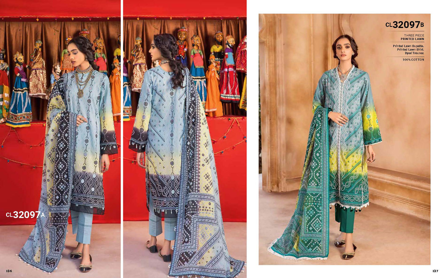 3Pc Printed Lawn - 32097B