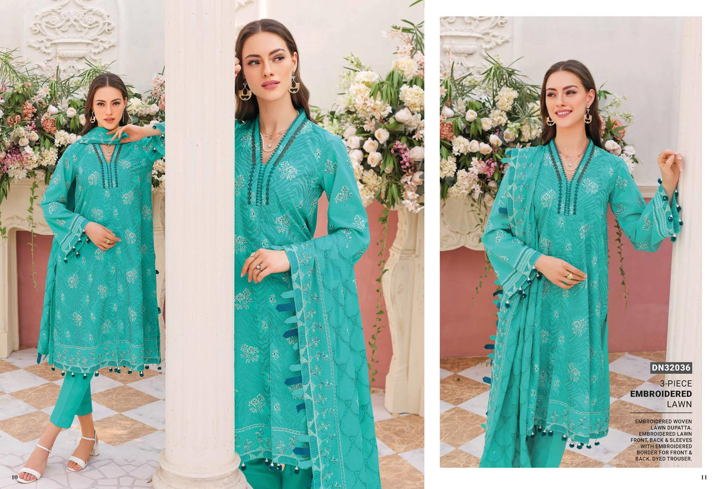 3Pc Embroidered Lawn - DN32036