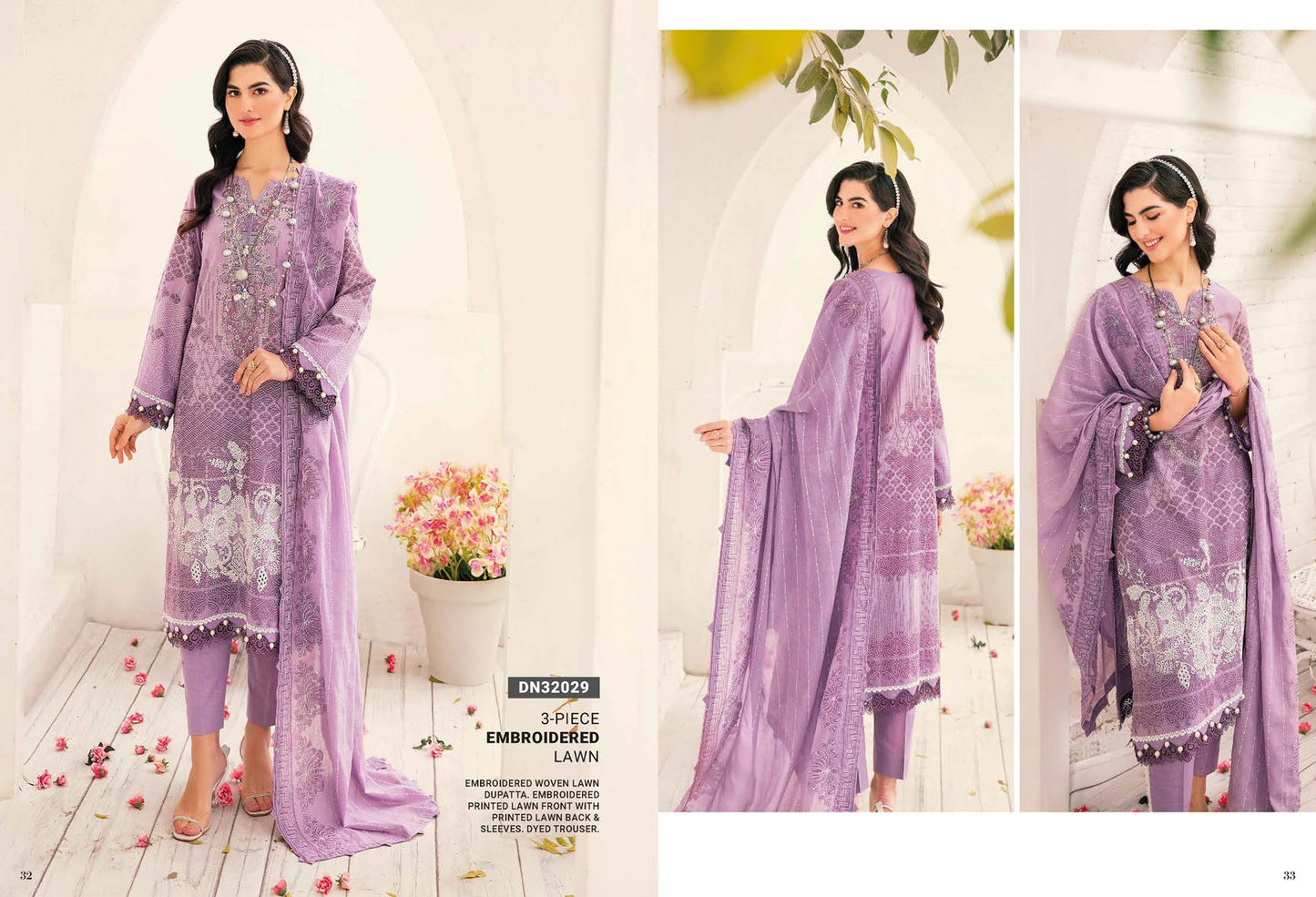 3Pc Embroidered Lawn - DN32029